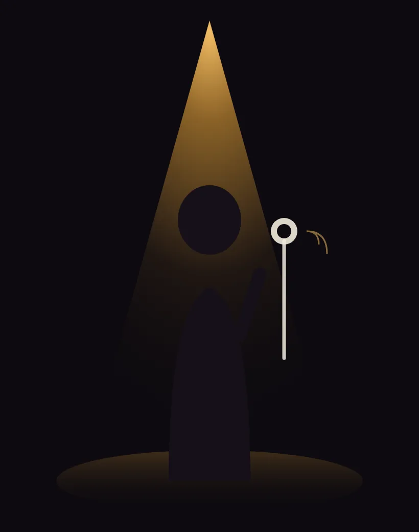 Stand-up no holofote — ilustração de exemplo